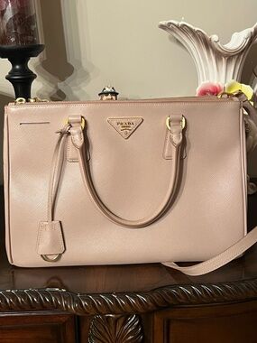 Prada Saffiano Leather Satchel in Blush Pink